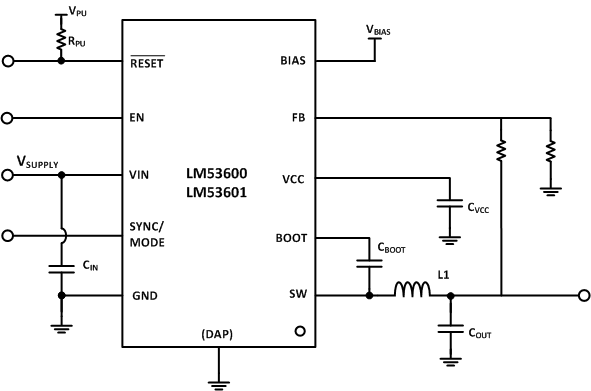 LM53600-Q1-LM5360x-Q1 5-V, 3.3-V, and Adjustable Synchronous-Buck 1-A Regulator for Automotive Applications