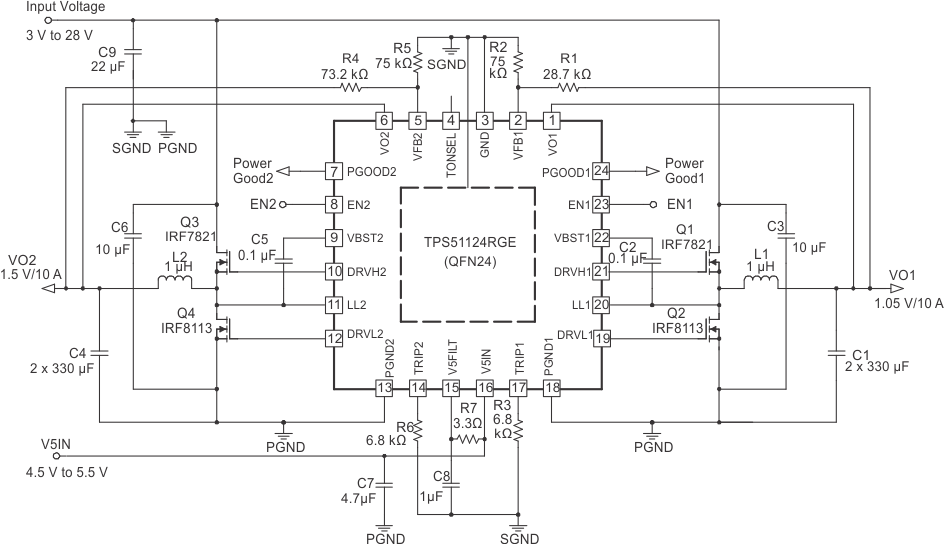 TPS51124-控制器（外部开关）-DC/DC开关稳压器-电源管理