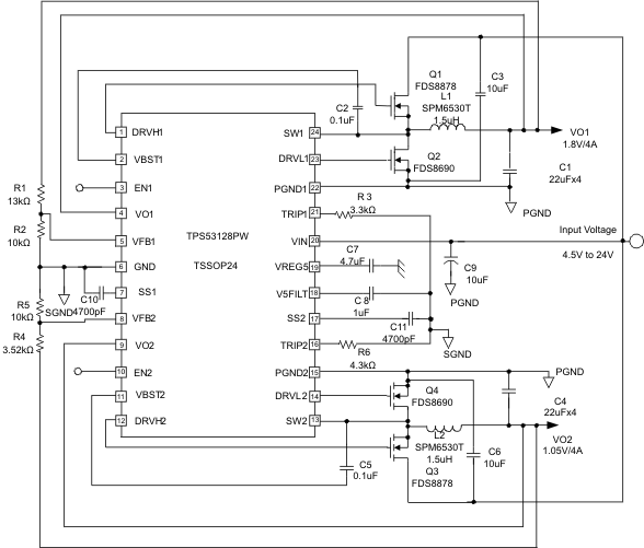 TPS53128-format to meet latest data sheet standards; added new sections and moved existing sectionsTPS53128 Dual Synchronous Step-Down Controller With Auto-SkipEco-mode For Low Voltage Power Rails